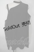 NieR Clothing / 袖プリントオフショルトップス  黒ｘ白 S-25-08-02-016-PU-TO-HR-ZS