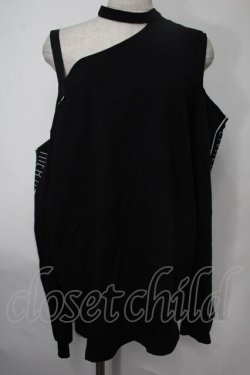 画像1: NieR Clothing / 袖プリントオフショルトップス  黒ｘ白 S-25-08-02-016-PU-TO-HR-ZS