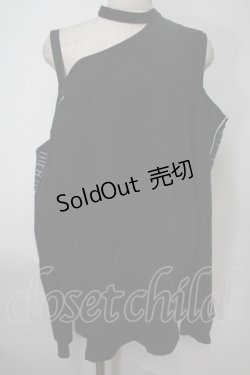 画像1: NieR Clothing / 袖プリントオフショルトップス  黒ｘ白 S-25-08-02-016-PU-TO-HR-ZS