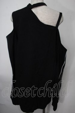 画像2: NieR Clothing / 袖プリントオフショルトップス  黒ｘ白 S-25-08-02-016-PU-TO-HR-ZS