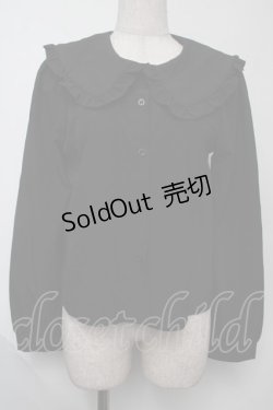 画像1: NieR Clothing / フリル襟ブラウス  黒 S-25-08-02-018-PU-BL-HR-ZS