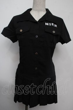 画像1: NieR Clothing / 裾プリーツシャツ  黒 S-25-08-02-020-PU-TO-HR-ZS