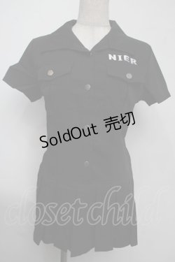 画像1: NieR Clothing / 裾プリーツシャツ  黒 S-25-08-02-020-PU-TO-HR-ZY