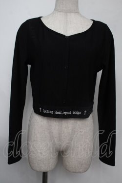 画像1: NieR Clothing / ショートリブカーディガン  黒 S-25-08-02-022-PU-TO-HR-ZS