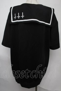画像2: NieR Clothing / セーラー襟パーカー  黒ｘ白 S-25-08-02-023-PU-TO-HR-ZS