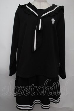 画像1: NieR Clothing / セーラー襟セットアップ  黒ｘ白 S-25-08-02-024-PU-OP-HR-ZS