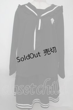 画像1: NieR Clothing / セーラー襟セットアップ  黒ｘ白 S-25-08-02-024-PU-OP-HR-ZI