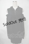 NieR Clothing / ショルダーカットフード付きカットソー  黒 S-25-08-02-031-PU-TO-HR-ZS