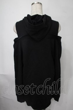 画像2: NieR Clothing / ショルダーカットフード付きカットソー  黒 S-25-08-02-031-PU-TO-HR-ZS