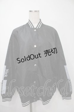 画像1: NieR Clothing / プリントナイロンスタジャン  黒 S-25-08-02-034-PU-JA-HR-ZY