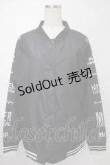 NieR Clothing / プリントナイロンスタジャン  黒 S-25-08-02-036-PU-JA-HR-ZS