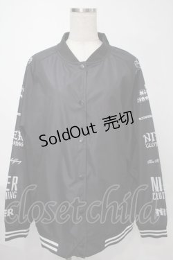 画像1: NieR Clothing / プリントナイロンスタジャン  黒 S-25-08-02-036-PU-JA-HR-ZS
