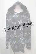 NieR Clothing / 転写パーカー  黒ｘブルー S-25-08-02-042-PU-TO-HR-ZS