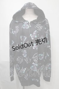 NieR Clothing / 転写パーカー  黒ｘブルー S-25-08-02-042-PU-TO-HR-ZS