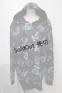 画像1: NieR Clothing / 転写パーカー  黒ｘブルー S-25-08-02-042-PU-TO-HR-ZS