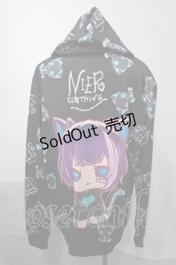 画像2: NieR Clothing / 転写パーカー  黒ｘブルー S-25-08-02-042-PU-TO-HR-ZS