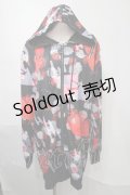 NieR Clothing / 和柄転写パーカー  黒ｘ赤 S-25-08-02-043-PU-TO-HR-ZS