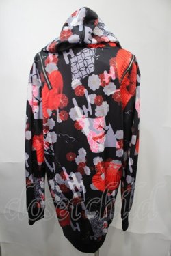 画像2: NieR Clothing / 和柄転写パーカー  黒ｘ赤 S-25-08-02-043-PU-TO-HR-ZS