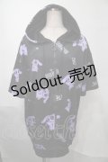 NieR Clothing / 転写パーカー  黒ｘ紫 S-25-08-02-044-PU-TO-HR-ZS