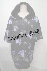 NieR Clothing / 転写パーカー  黒ｘ紫 S-25-08-02-044-PU-TO-HR-ZS