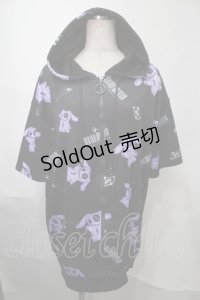 NieR Clothing / 転写パーカー  黒ｘ紫 S-25-08-02-044-PU-TO-HR-ZS