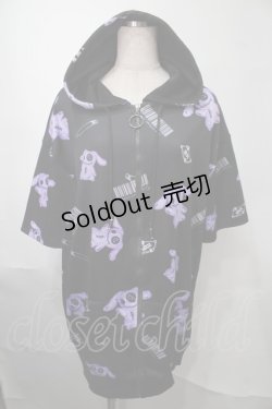 画像1: NieR Clothing / 転写パーカー  黒ｘ紫 S-25-08-02-044-PU-TO-HR-ZS