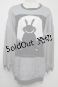 NieR Clothing / 転写プルオーバー  黒ｘグレー S-25-08-02-005-PU-TO-HR-ZS