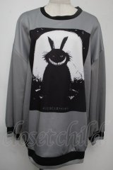 NieR Clothing / 転写プルオーバー  黒ｘグレー S-25-08-02-005-PU-TO-HR-ZS