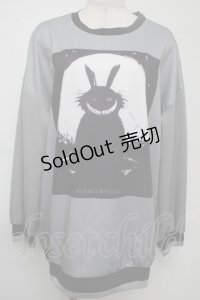 NieR Clothing / 転写プルオーバー  黒ｘグレー S-25-08-02-005-PU-TO-HR-ZS
