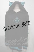 NieR Clothing / 袖レースアップシエルプルオーバー  黒ｘブルー S-25-08-02-045-PU-TO-HR-ZS