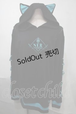 画像1: NieR Clothing / 袖レースアップシエルプルオーバー  黒ｘブルー S-25-08-02-045-PU-TO-HR-ZS