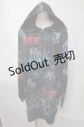 NieR Clothing / 転写パーカー  黒ｘ青 S-25-08-02-046-PU-TO-HR-ZS