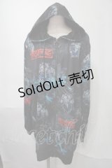 NieR Clothing / 転写パーカー  黒ｘ青 S-25-08-02-046-PU-TO-HR-ZS