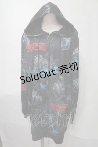 NieR Clothing / 転写パーカー  黒ｘ青 S-25-08-02-046-PU-TO-HR-ZS