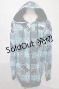 NieR Clothing / 転写パーカー  黒ｘブルー S-25-08-02-047-PU-TO-HR-ZS