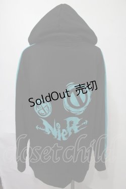 画像2: NieR Clothing / バイカラープルオーバー  黒ｘブルー S-25-08-02-048-PU-TO-HR-ZS