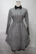 NieR Clothing / チェック裾レースワンピース  グレー S-25-08-02-049-PU-OP-HR-ZS