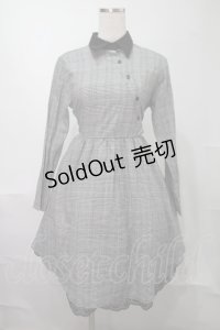 NieR Clothing / チェック裾レースワンピース  グレー S-25-08-02-049-PU-OP-HR-ZS