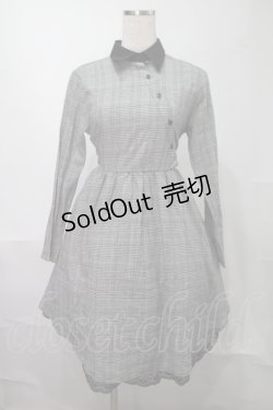 画像1: NieR Clothing / チェック裾レースワンピース  グレー S-25-08-02-049-PU-OP-HR-ZS
