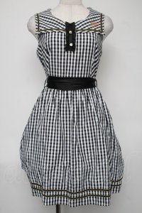 axes femme POETIQUE / ギンガムセーラーワンピース  黒ｘ白 S-25-08-04-054-AX-TO-HR-ZS