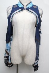 Ozz oneste / チャイナタッセル&着物袖ボレロ  ネイビーＸサックス S-25-08-04-010-OO-TO-SA-ZS
