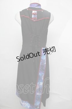 画像2: Ozz oneste / 月光睡蓮ワンピース  黒Ｘ青Ｘボルドー S-25-08-04-014-OO-SK-SA-ZS