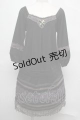 OZZ ANGELO /レースデザインワンピース  黒 S-25-08-04-022-OO-OP-AS-ZS