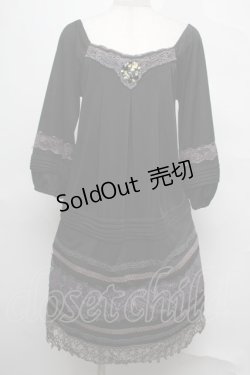 画像1: OZZ ANGELO /レースデザインワンピース  黒 S-25-08-04-022-OO-OP-AS-ZS