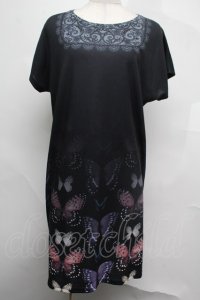 abilletage / Tシャツワンピース（バタフライ）  黒 S-25-08-04-023-GO-OP-HR-ZS