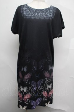 画像1: abilletage / Tシャツワンピース（バタフライ）  黒 S-25-08-04-023-GO-OP-HR-ZS