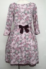 axes femme POETIQUE / ローズ起毛ワンピース  ラベンダー S-25-08-04-038-AX-OP-AS-ZS