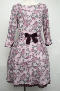 axes femme POETIQUE / ローズ起毛ワンピース  ラベンダー S-25-08-04-038-AX-OP-AS-ZS