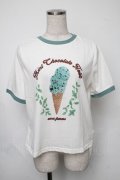axes femme / チョコミントプリントTシャツ  白ｘグリーン S-25-08-05-001-AX-TO-HR-ZS