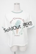 axes femme / チョコミントプリントTシャツ  白ｘグリーン S-25-08-05-001-AX-TO-HR-ZS
